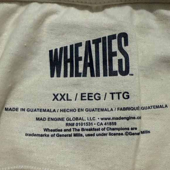 Wheaties Men’s Breakfast of Champions cereal Baseball Graphic shirt cream XXL - Picture 8 of 10